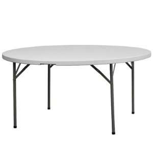  Round Blow Molded Plastic Folding Table in Granite White 