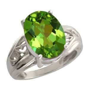   00 Ct Envy Green Oval Mystic Quartz and 10k White Gold Ring Jewelry