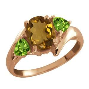   Ct Oval Whiskey Quartz and Green Peridot 14k Rose Gold Ring Jewelry