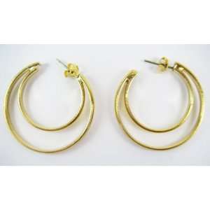  Gold Plated Crescent Moon Half Hoop Earrings   Fashion 