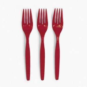  Plastic Real Red Forks   Tableware & Cutlery & Utensils 