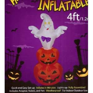  Halloween Ghost and Pumpkin 4 Ft Tall Airblown Inflatable 