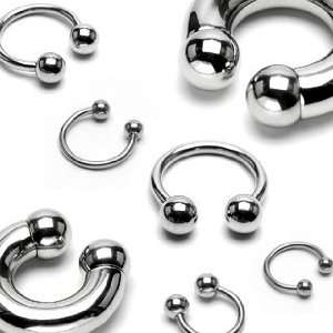   Steel Horse Shoe with 6mm Balls   10G   1/2 Length   Sold as a Pair
