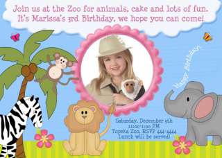 JUNGLE ZOO ANIMALS CUSTOM BIRTHDAY INVITATIONS  