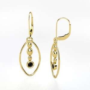  Sprout Earrings, 14K Yellow Gold Earrings with Black 