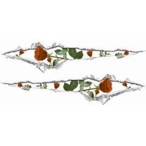  Ripped / Torn Metal Look Decals with Orange Roses   20 h 
