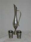 pewter pitcher vase 2 embossed miniature tumbler cups 