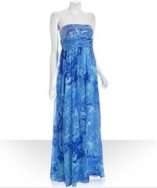 Outfit Aidan Mattox blue floral print sequin bust silk strapless 