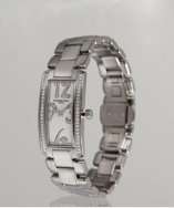 raymond weil diamond and mother of pearl shine rectangular dial watch