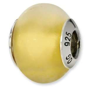  Sterling Silver Yellow Matte Italian Murano Bead Jewelry