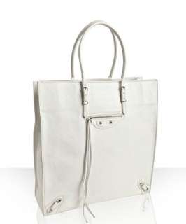 Balenciaga white leather Papier A4 large tote