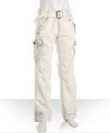 style #305731302 off white distressed Angelo belted cargo pants