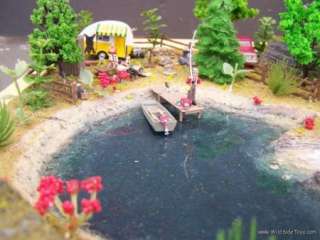 HO Country Pond w/Figures & Camper Diorama Lot Built  