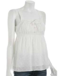 Charlotte Ronson white swiss dot cotton babydoll top   up to 