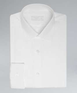 Prada sky blue cotton spread collar button front dress shirt