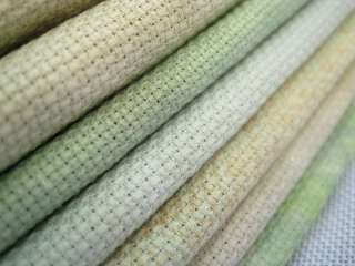 12x Greens Multipack Lot 14ct Hand dyed Aida Fabric.  