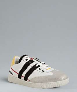 Dsquared2 white and black leather striped sneakers