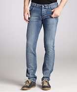 Prada blue stretch cotton denim straight leg jeans style# 319607201