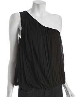 Free People black mesh jersey Hello Gorgeous crinkle one shoulder 