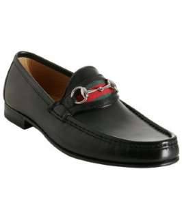 Gucci black leather signature web horsebit loafers   