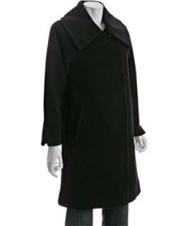 Hilary Radley black wool alpaca winged collar ¾ coat   up to 