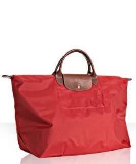 Longchamp rouge nylon Le Pliage large folding travel tote   