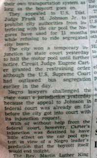 1956 newspaper Montgomery Bus Boycott CIVIL RIGHTS case  