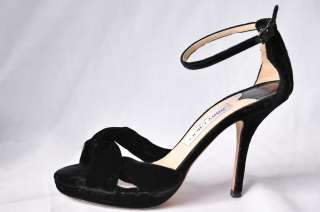   *Black Velvet Open Toe Strappy Sandal High Heel Pump Shoe 8 38  