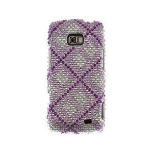  Diamond Design Plastic Phone Cover Case Purple Plaid For LG 