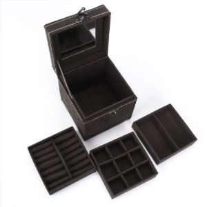  Suedette MDF 3 Compartment Jewelry Box Storage Case Lock w 