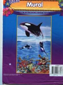 72X42HAWAIIAN LUAU WHALE WALL MURAL  NIP  