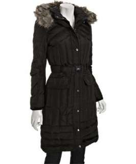 Miss Sixty black quilted belted hooded parka  
