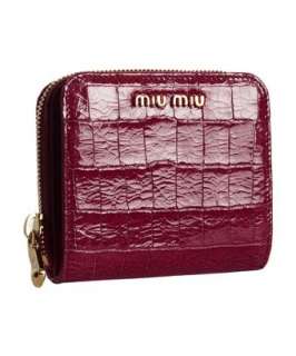 Miu Miu ruby croc embossed patent french wallet   