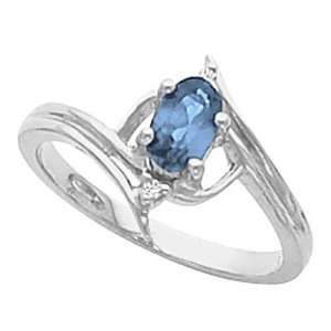  14K White Gold London Blue Topaz and Diamond Ring Jewelry