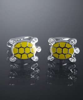 Etro green crystal detailed turtle cufflinks