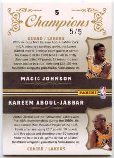 Magic Johnson Kareem Abdul Jabbar 2010 Panini Natl Treasures Signed 