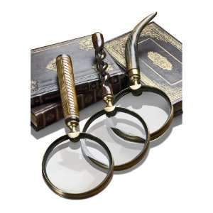   Brass, Bone, Horn Magnifying Glasses  Set of three