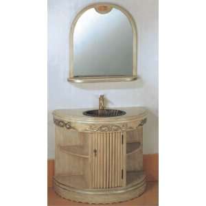   Vanity with Marble Countertop and Matching Mirror