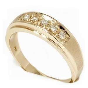 Mens Geniune .15CT Diamond Ring Solid 14K Yellow Gold Diamond Wedding 