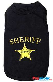 Pet Dog Clothes T Shirt ★ SHERIFF ★ XXS,XS,S,M,L,XL  