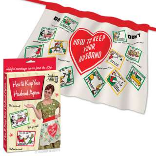HOW TO KEEP YOUR HUSBAND HAPPY APRON, RETRO, KITCHEN  