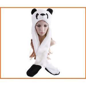 Panda Plush Animal Hat with long Mitten 