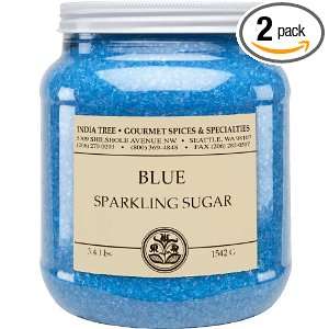 India Tree Electric Blue Sparkling Sugar, 3.4 Pound Jars (Pack of 2 