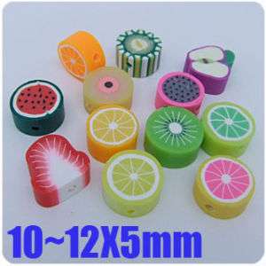 80 Pcs mixed fimo polymer clay fruits beads 10x5mm R09  