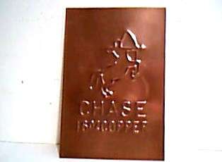 Art Deco Chase Advertisement Logo on Copper Sample  