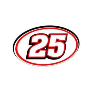  25 Number   Jersey Nascar Racing Window Bumper Sticker 
