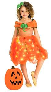 GIRLS ~ FIBER OPTIC LIGHT UP PUMPKIN PRINCESS COSTUME  