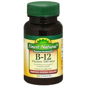  Finest Natural Vitamin B 12 500mcg Tablets, 100 ea Health 