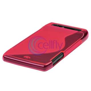 Hot Pink Rubber TPU Case Skin+2x Privacy Filter For Motorola Droid HD 