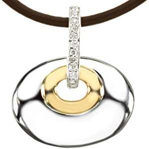  Jewelry Gift Sterling Silver & 14K Yellow Gold Diamond Pendant 